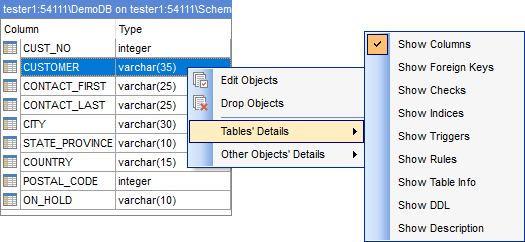 DB Explorer - SQL Assistant - Object details