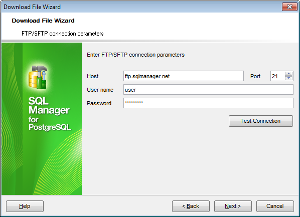 Download File wizard - Connection setup