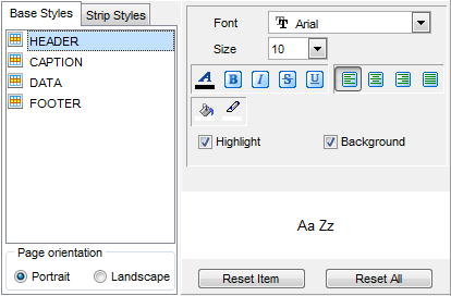 Export Data - Format-specific options - Word - Base Styles