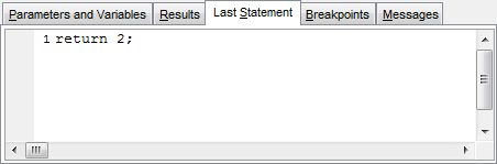 Function debugger - Debug info - Last statement