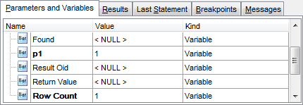 Function debugger - Debug info - Parameters and variables