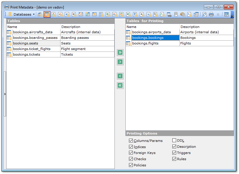 Print Metadata - Printing options