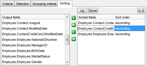 Query Builder - Setting sorting parameters