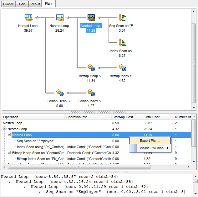 Query Builder - Viewing query plan