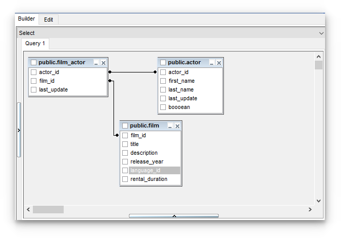 Query Builder - Working with diagram area