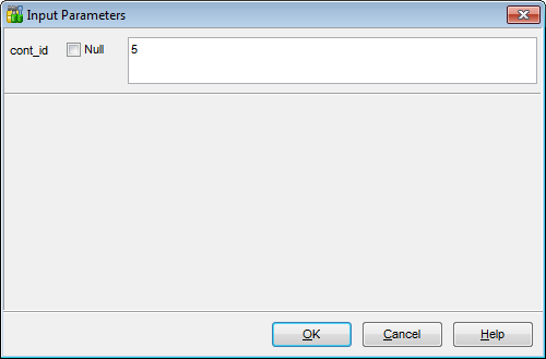 Query parameters - Input parameters dialog