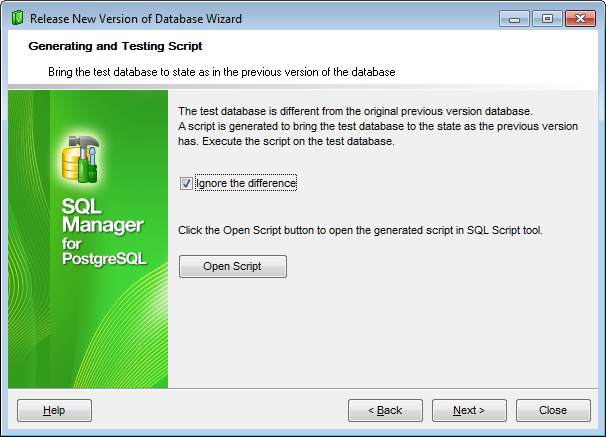 Release New Version - Execute the change script on the test database