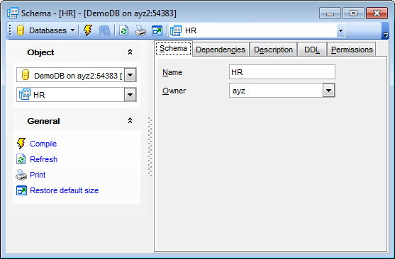 Schema Editor - Editing schema definition