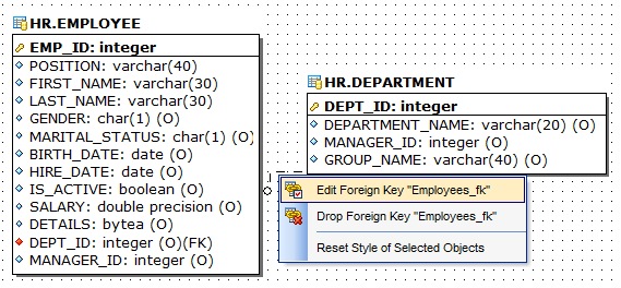 VDBD - Creating relations - Context menu