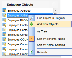 VDBD - Database Objects pane