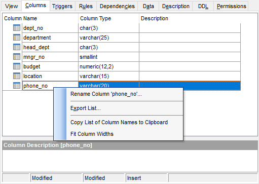 View Editor - Viewing fields