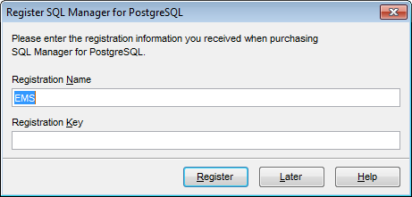 Welcome to SQL Manager - Register product