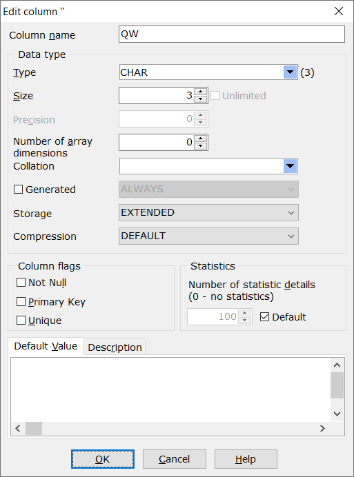 Field Editor - Editing field definition