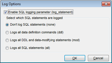 Server Status - Viewing Logfile - Log options