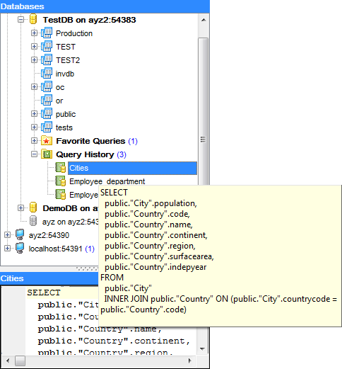 hs3140 - Viewing query history