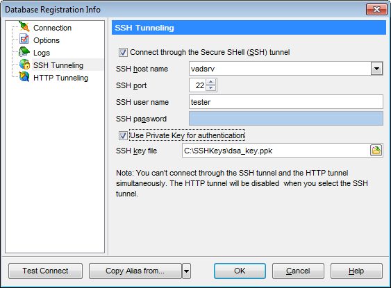 hs3254 - Setting SSH tunnel options