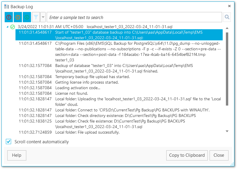 Backup log editor