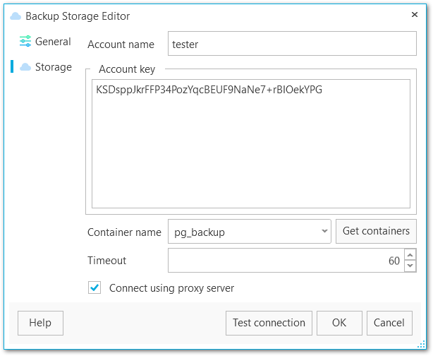 Backup storage editor -MS Azure