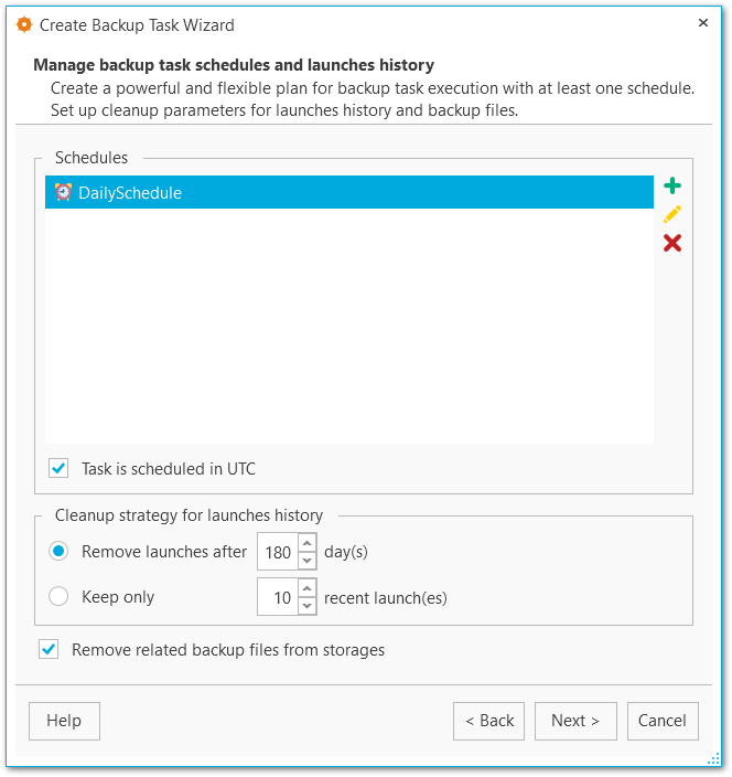 Backup tasks - Scheduling backup task execution