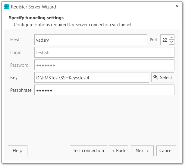 Register server - Specifying tunnelling settings