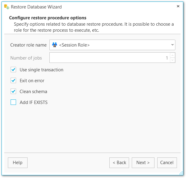 Restore database - procedure options 2