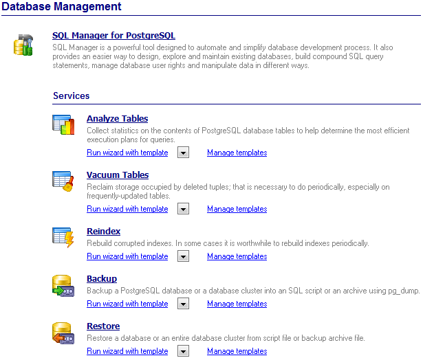 Database Management - Desktop Panel
