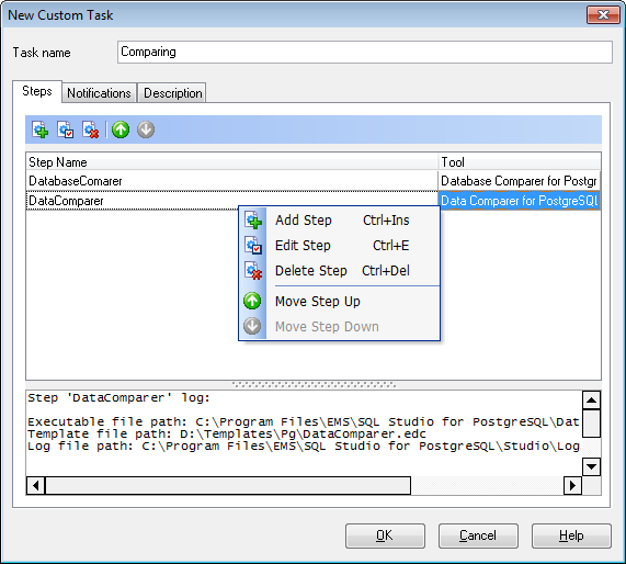 Scheduling and Performing tasks - Task Editor - Steps