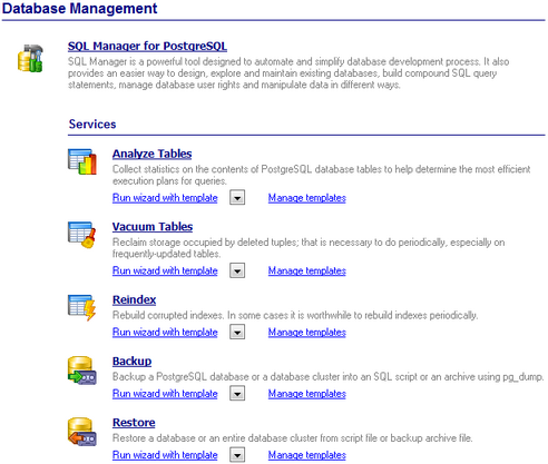 Database Management - Desktop Panel