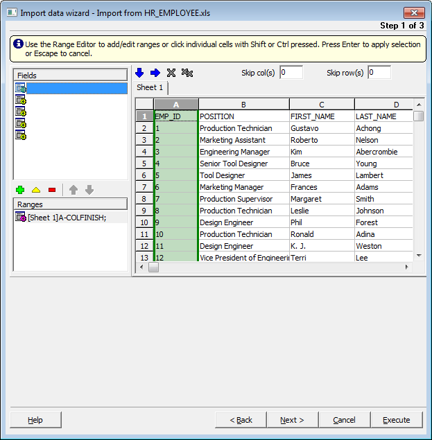 Advanced Data Import Wizard Guide - Setting Correspondence - MS Excel