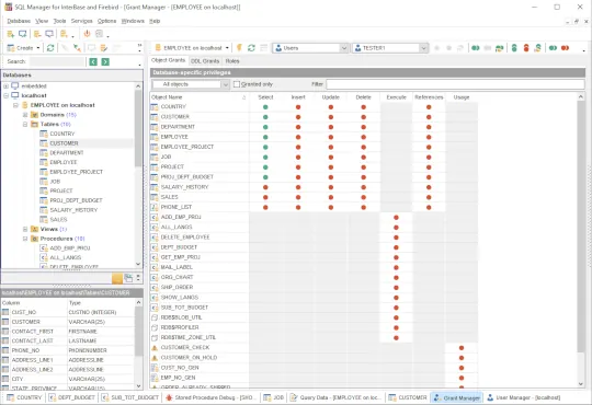 SQLManager for Interbase Grant Manager