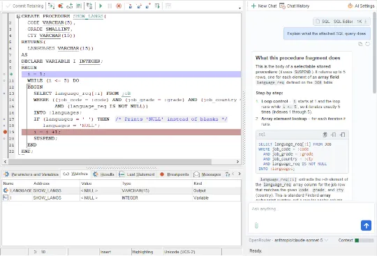 SQLManager for Interbase Procedure Debug