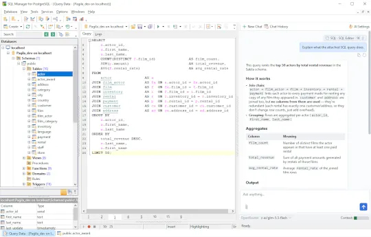 EMS SQL Manager for PostgreSQL - Main view