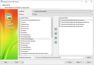 Selecting databases and tables