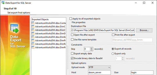 EMS Data Export for SQL Server