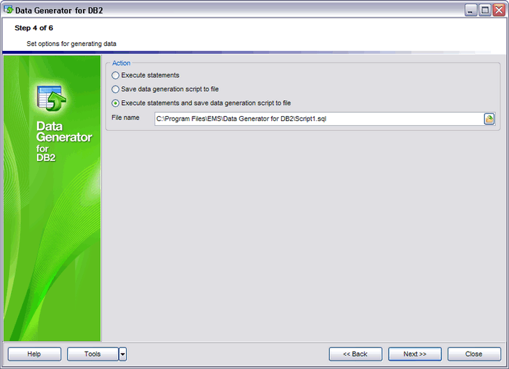 Setting generation options