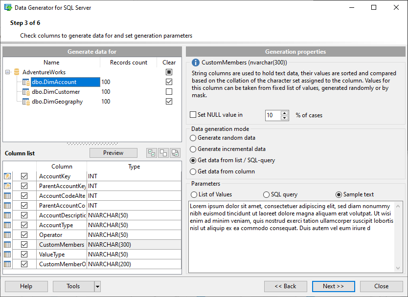 EMS Data Generator for SQL Server