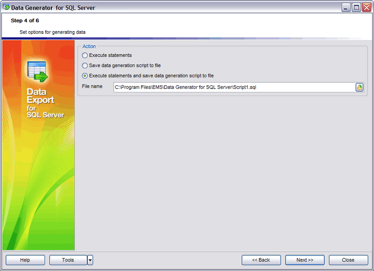 Setting generation options