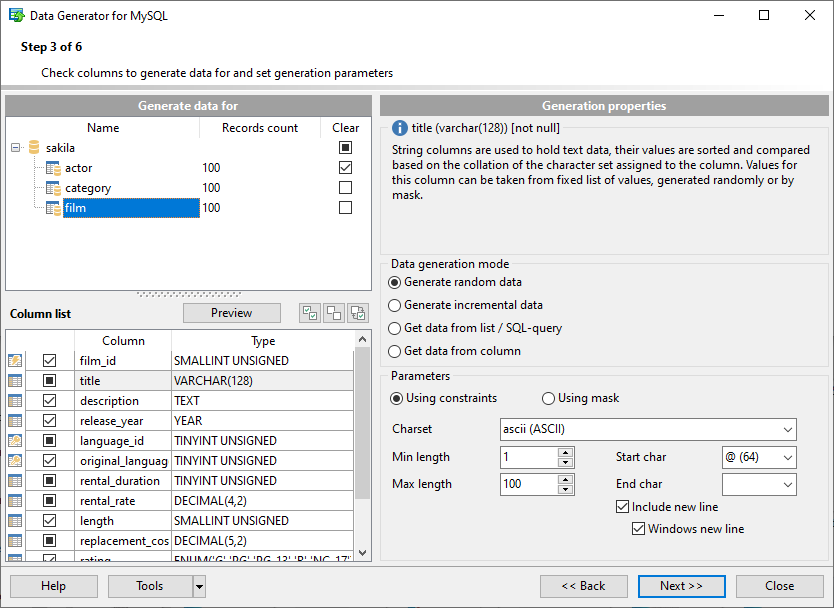 EMS Data Generator for MySQL