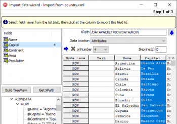 Defining columns to import from XML Document