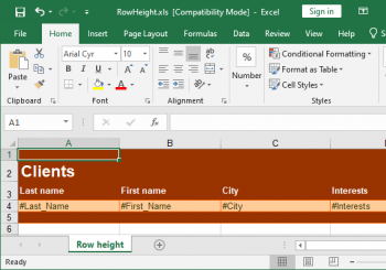 Creating report templates directly in MS Excel